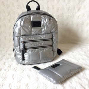 Steve Madden Silver Puffer Backpack new